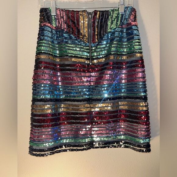 Moulinette Soeurs Multicolor Sequin Striped Skirt Holidays going out size 4 - Picture 3 of 5
